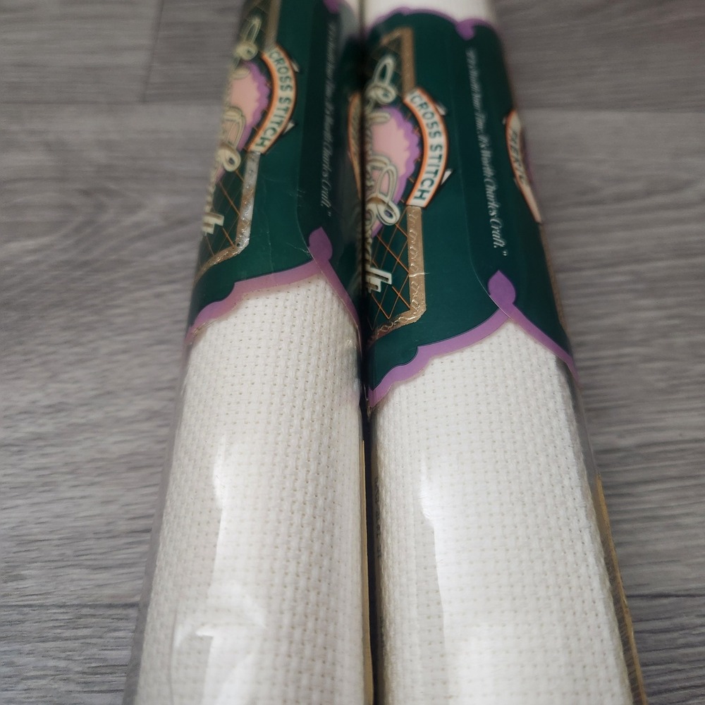 Charles Craft Aida Cloth 14 count Cross Stitch Tones 1 Oatmeal & 1 Ivory 15x18 - Picture 4 of 14